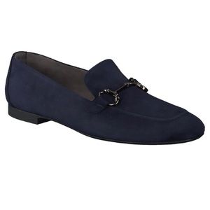 Loafers. Beautiful dark Blue Suede Leather